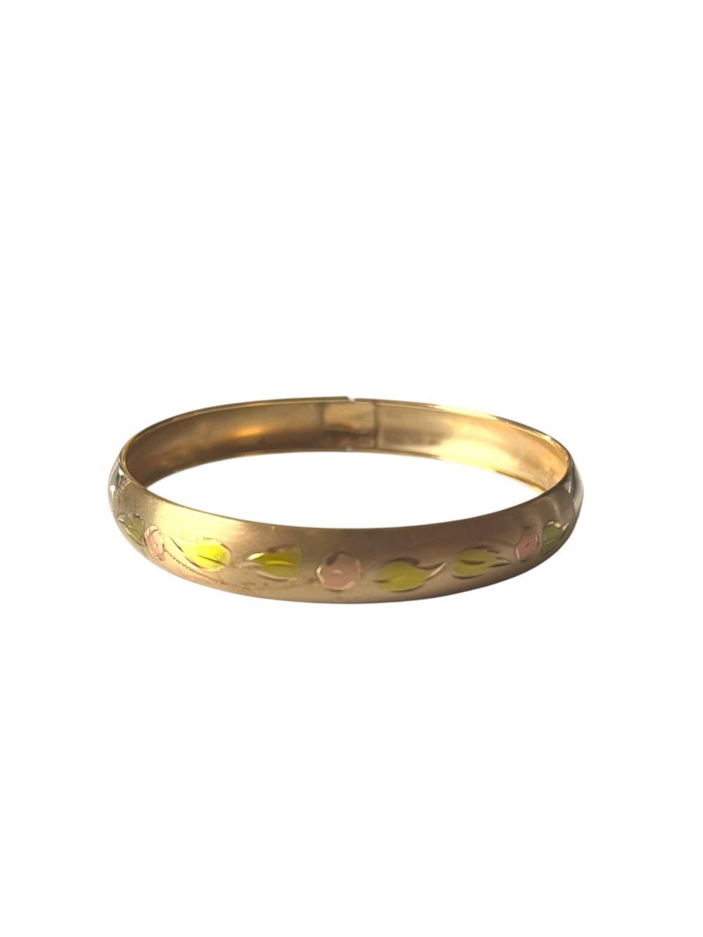 Vintage 14K Gold Filled Floral Etched Bangle Bracelet